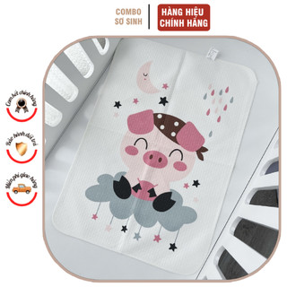 Tấm lót chống thấm bảo vệ đệm sợi Cotton 4D có in hình ngộ nghĩnh cho bé "Lót chống nóng cho bé''
