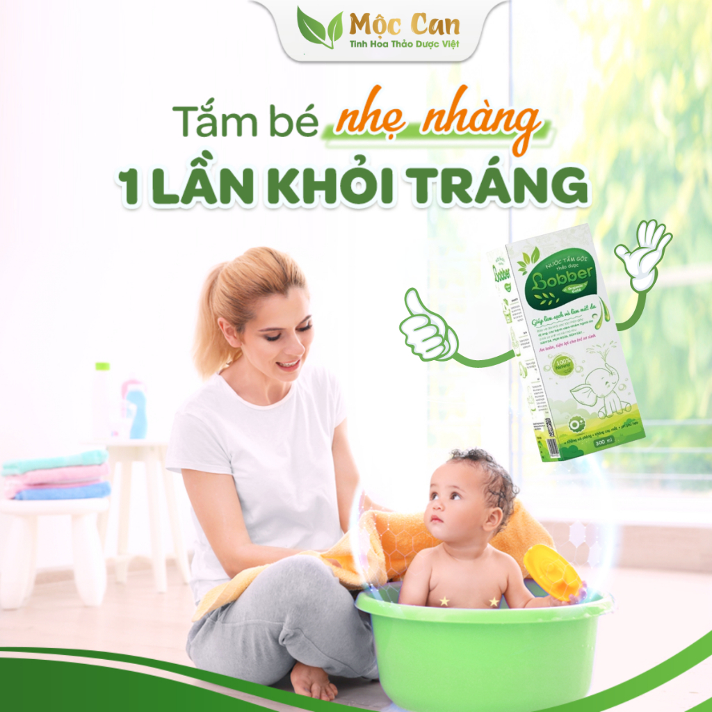 Nước Tắm Thảo Dược Cho Bé Bobber Organic Gold Giúp Giảm Mẩn Ngứa Và Rôm Sảy, Hỗ Trợ Làm Sạch, Mát Da Bé - Chai 300ml