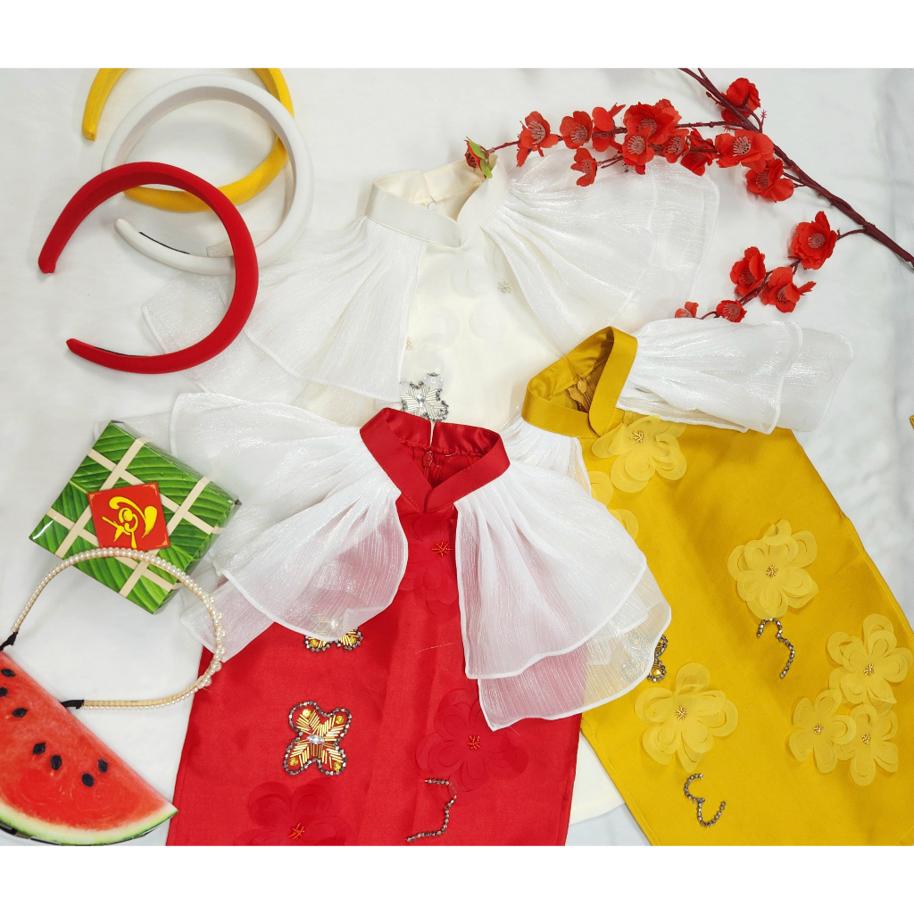 Áo dài bé gái thiết kế 🔥SALE SỐC🔥 tay lỡ chất liệu vải Tafta cao cấp - Áo Dài Cho Bé Baby Store - ADB02