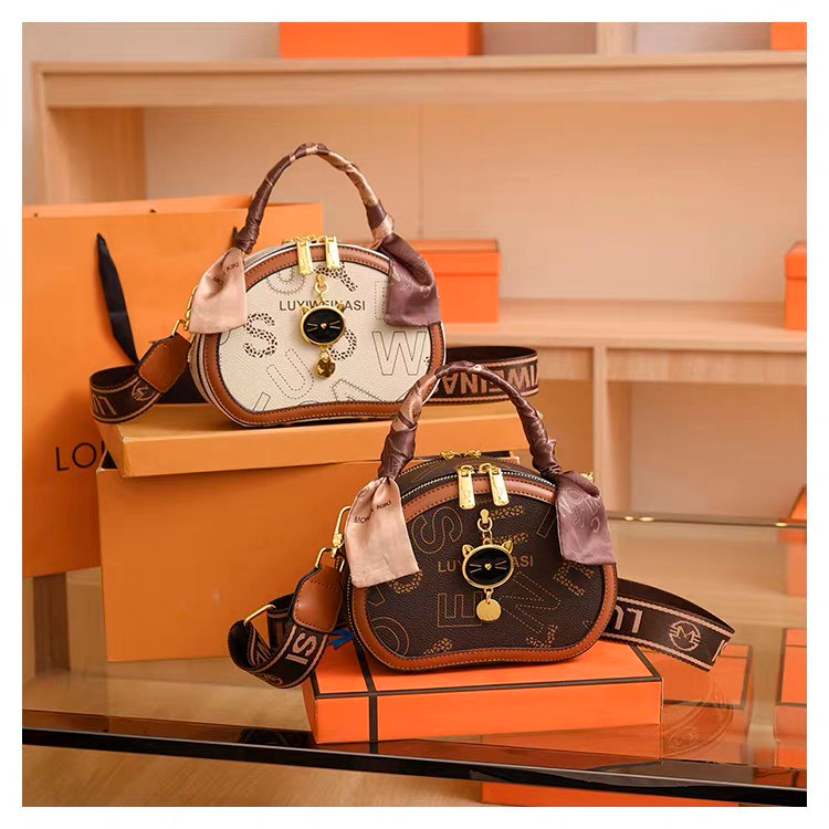 Túi xách tay đeo chéo MÓC MÈO HOẠ TIẾT dây đeo vải dù cá tính T7500