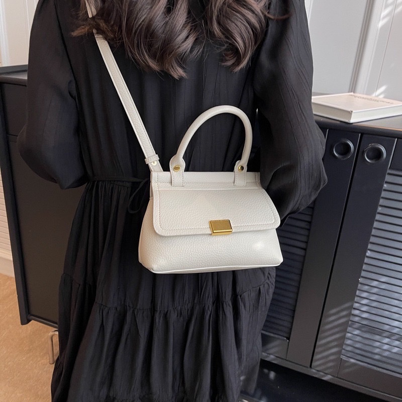 Túi xách tay túi đeo chéo 1 QUAI KHOÁ BẤM thanh lịch size 21 phong cách basic