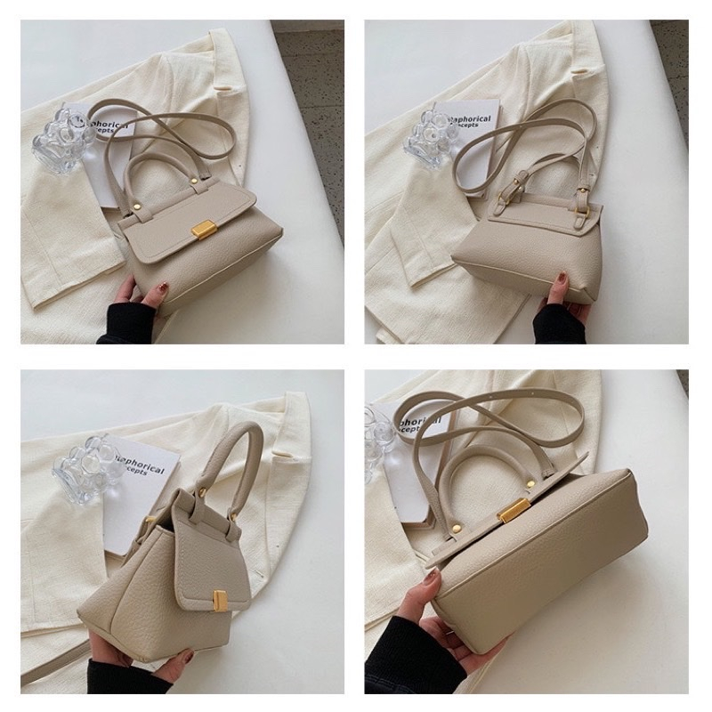 Túi xách tay túi đeo chéo 1 QUAI KHOÁ BẤM thanh lịch size 21 phong cách basic