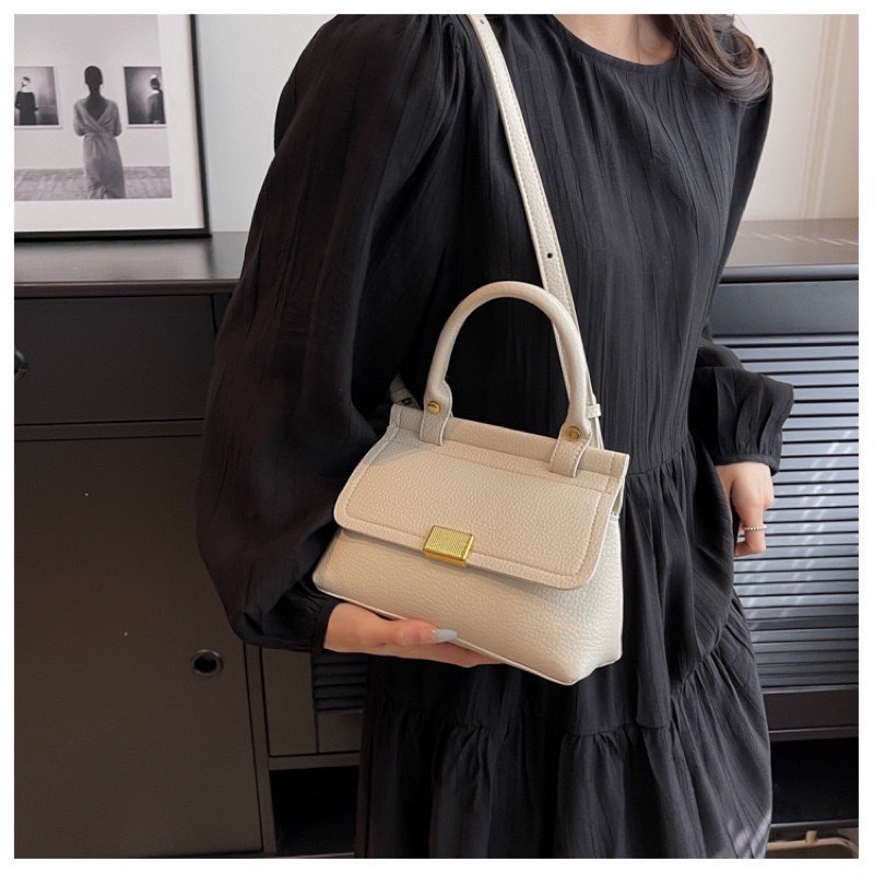 Túi xách tay túi đeo chéo 1 QUAI KHOÁ BẤM thanh lịch size 21 phong cách basic