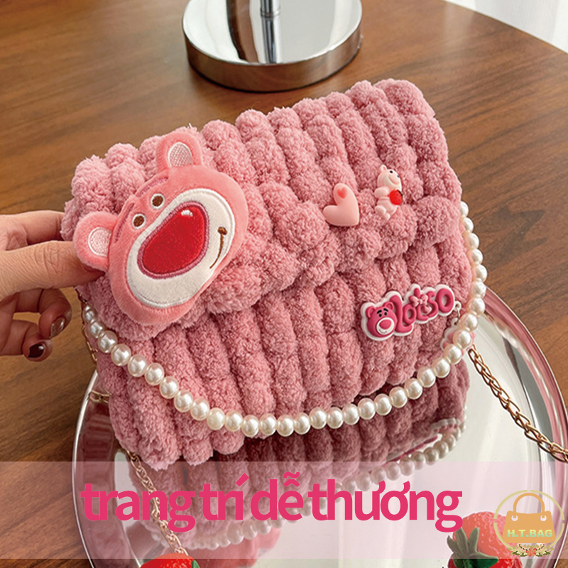 Túi đeo chéo túi handmade tự đan Thủ Công bear dâu Dễ Thương tự làm thủ công Quà cho bạn gái