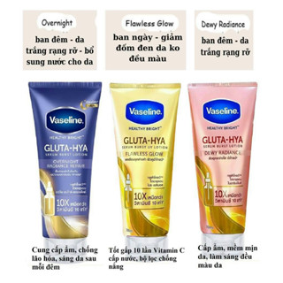 Sữa Dưỡng Thể Vaseline Trắng Da, Mờ Thâm Healthy Bright Gluta Hya Serum 10X 70X Thái Lan 330 ml (Ngày Và Đêm)