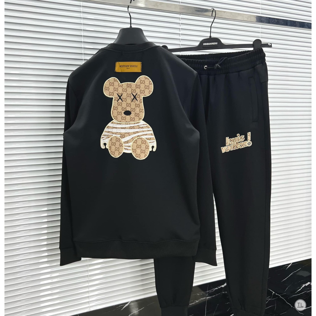 Bộ Nỉ Nam Gucci LV Full Mẫu, Chữ Hình Thêu Gấu, Bộ Chất Liệu Nỉ Cao Cấp Loại 1 Thu Đông Nam Nữ JoliStore