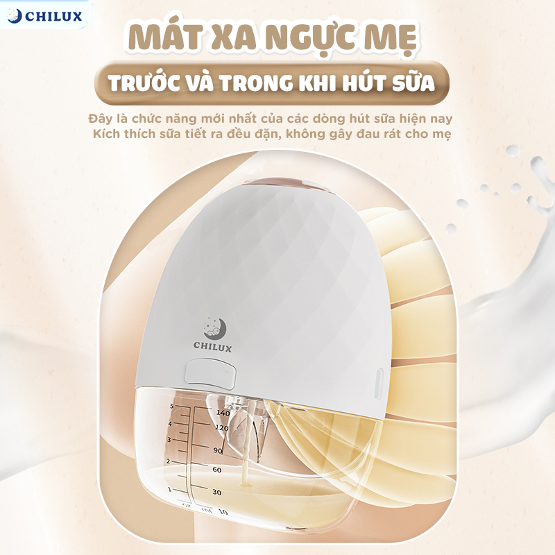 Máy hút sữa không dây CHILUX S23 thiết kế 9 cấp độ hút, thiết kế nhỏ gọn cao cấp, vận hành êm ái, dễ dàng mang đi