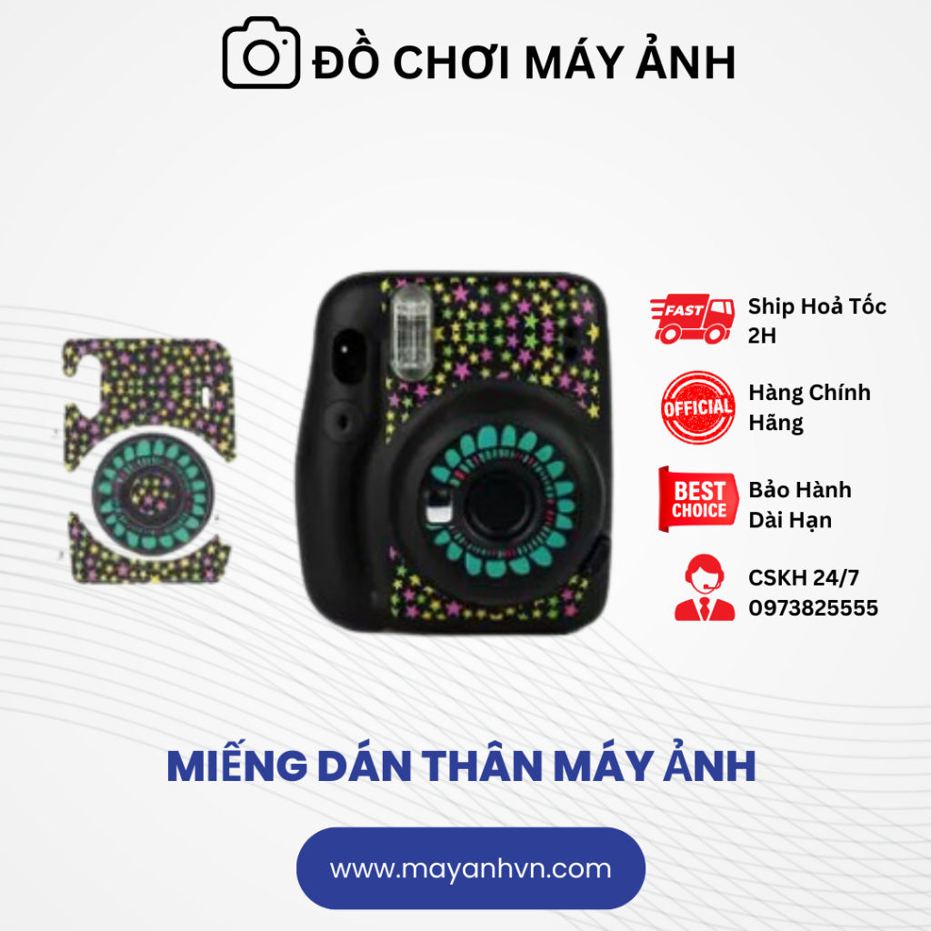 Miếng dán thân máy ảnh Fujifilm Instax mini 11 (Sticker decal body instax mini 11) - Màu ngẫu nhiên