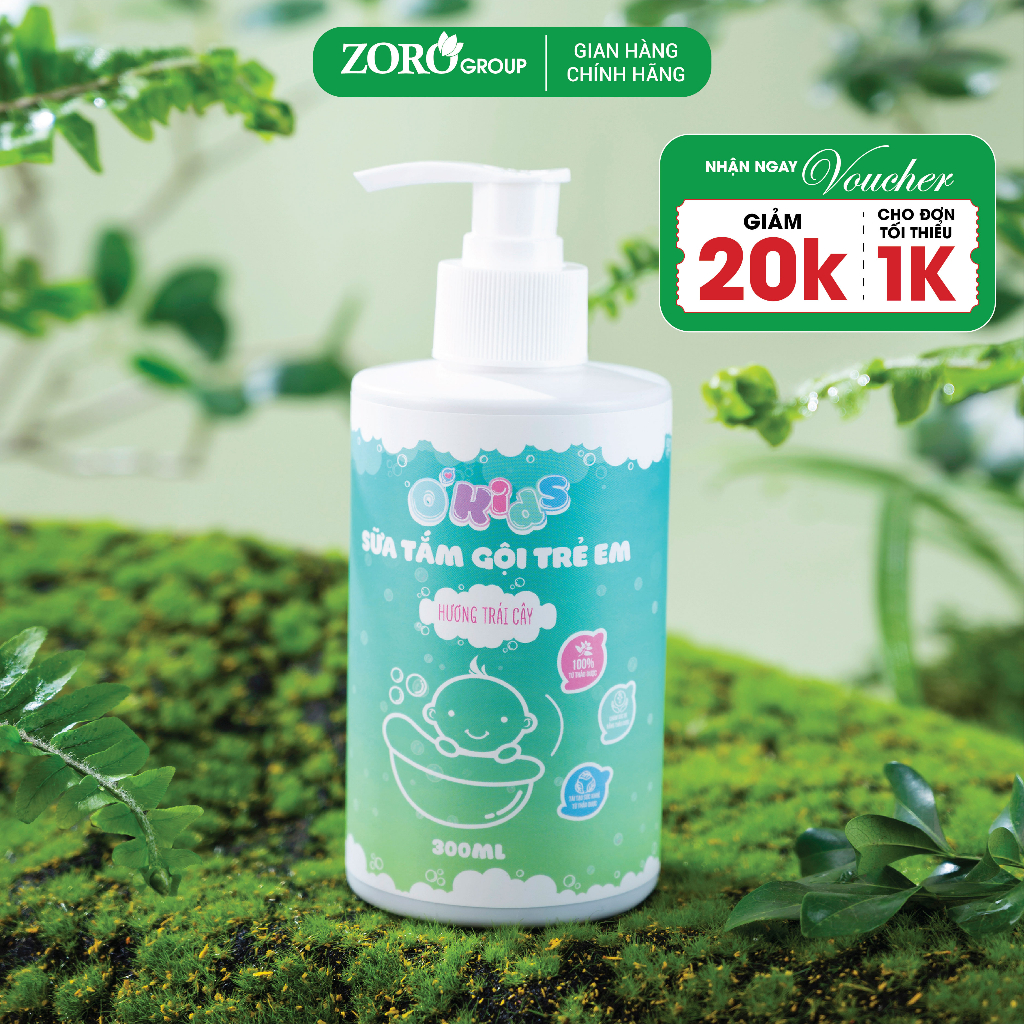 Sữa tắm gội thảo dược trẻ em O'Kids 300ml, 500ml ngăn ngừa rôm sảy, mẩn ngứa, mề đay, viêm da cho da bé mềm mại