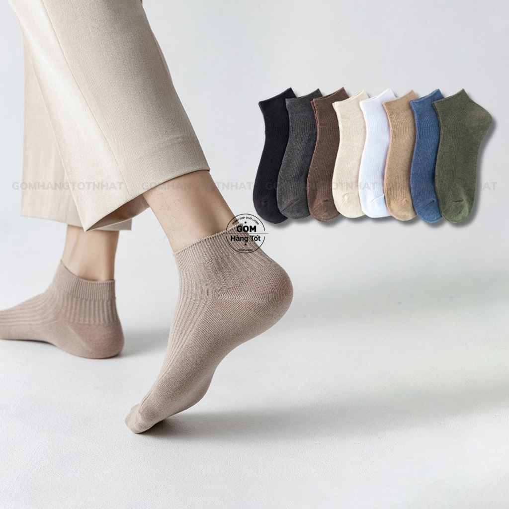 Tất cổ ngắn nam trơn cao cấp, vớ nam cổ ngắn chất liệu cotton hút ẩm thoáng khí khử mùi hôi -NGANTRON-FIVE-2003-1DOI