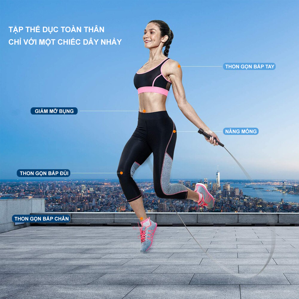 Dây Nhảy Thể Dục Đàn Hồi Siêu Bền Nhẹ Giúp Tăng Thể Lực, Giảm Cân Hiệu Quả, Nhỏ Gọn Tiện Lợi.