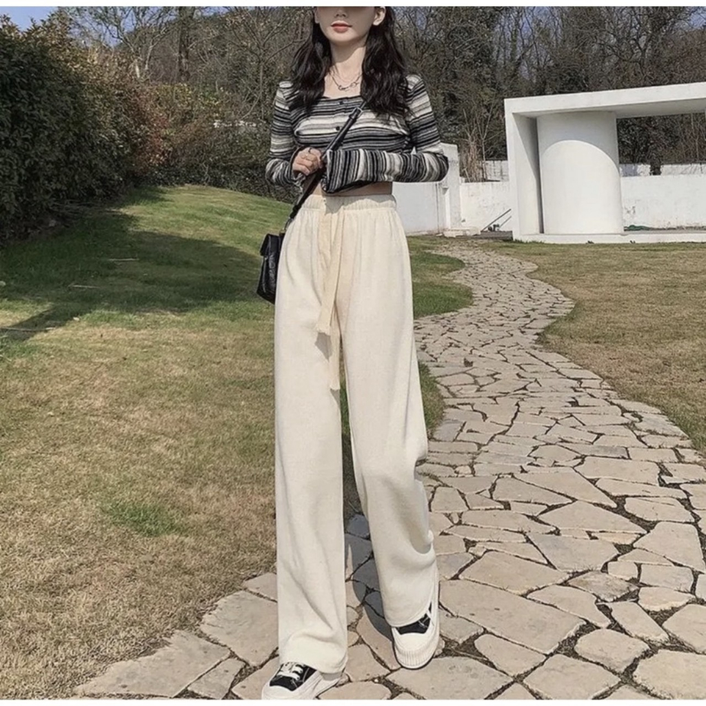 Quần ống rộng NỈ NHUNG TĂM cao cấp, có siêu bigsize 102KG, hot trend năm nay, Nam nữ đều mặc được