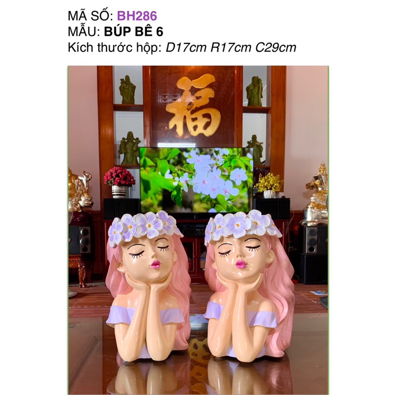 Bình hoa cô gái trang trí cắm hoa khô baby decor nhiều màu sắc, làm quà tặng