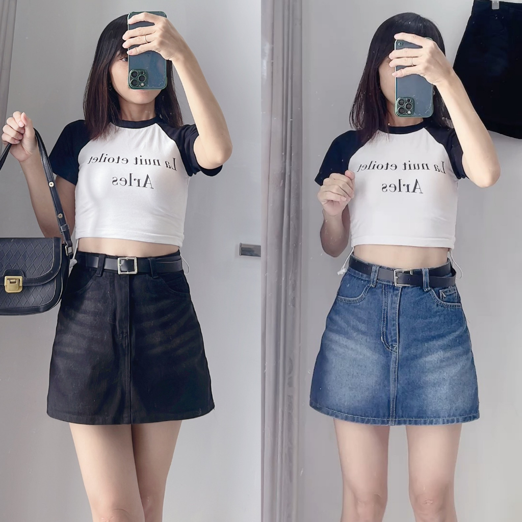 Quần Váy Chất Jean, Cạp Cao Dáng Chữ A Phong Cách Hàn Quốc Phù Hợp Mọi Lứa Tuổi