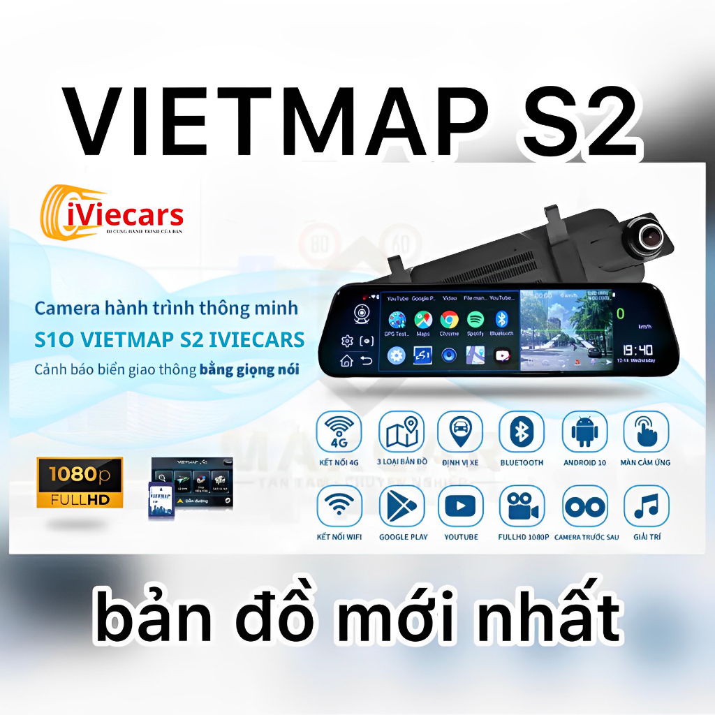 Camera hành trình ô tô S10 Vietmap S2  Full HD Cảm ứng trước sau - Tích Hợp Đầy Đủ Tính Năng Như Điện Thoại Thông Minh | BigBuy360 - bigbuy360.vn