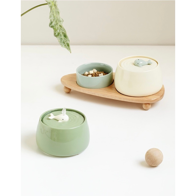 Máy lọc nước cho chó mèo kèm bát ăn gốm sứ cao cấp ✨✨