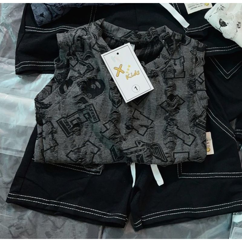 Sét bộ sát nách vải xước cao cấp sành điệu bé trai sz 10-35kg