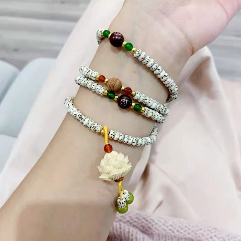 VÒNG BỒ ĐỀ TINH NGUYỆT MIX HOA SEN 108 HẠT BÌNH AN