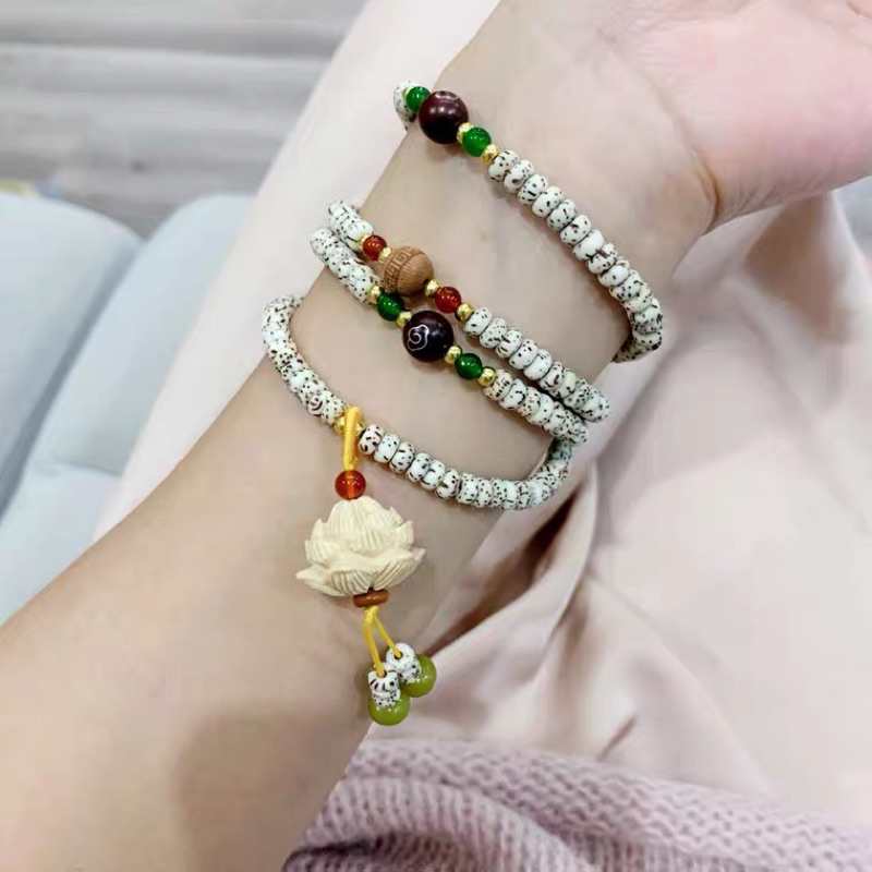 VÒNG BỒ ĐỀ TINH NGUYỆT MIX HOA SEN 108 HẠT BÌNH AN