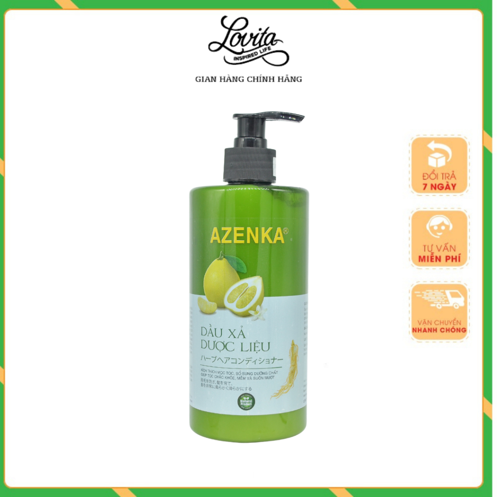 Dầu xả Dược liệu AZENKA - Giảm rụng tóc, phục hồi tóc hư tổn - Chai 500 ml ♥️ DXDLAZK