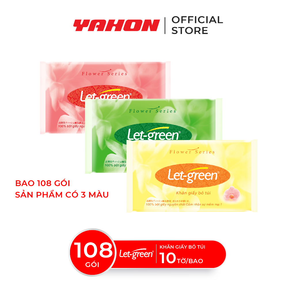 Combo 108 Gói Khăn Giấy Bỏ Túi LET-GREEN, 10 Tờ/Gói