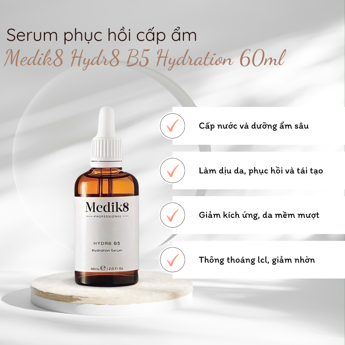 Serum phục hồi cấp ẩm Medik8 Hydr8 B5 Liquid Rehydration Serum 60ml làm dịu da mặt / Subeo Beauty