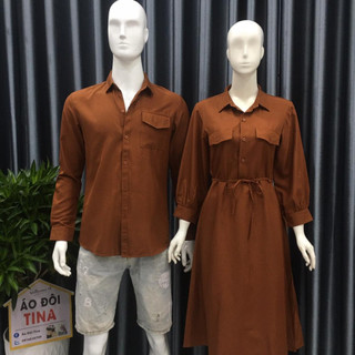 SET ĐỒ ĐÔI NAM NỮ ĐẸP COUPLE TINA SET ĐỒ CẶP NAM NỮ ĐẸP MÀU NÂU TÂY CỰC SANG CHẢNH THEO PHONG CÁCH HÀN QUỐC SIÊU XINH