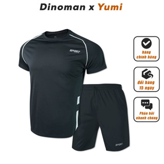 Bộ Thể Thao Nam DINOMAN Viền Sườn Vải Thun Lạnh Co Giãn 4 Chiều Cao Cấp Phù Hợp Mặc Nhà Hoặc Chơi Thể Thao