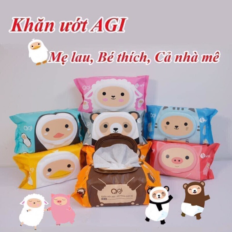 Khăn ướt không mùi Agi an toàn cho bé
