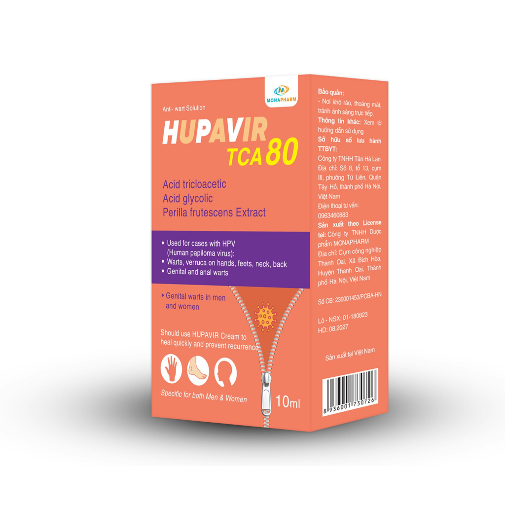 HUPAVIR TCA 80 10ml - Chấm rụng sùi sau 1 tuần sử dụng cho nam và nữ - Hàng chính hãng