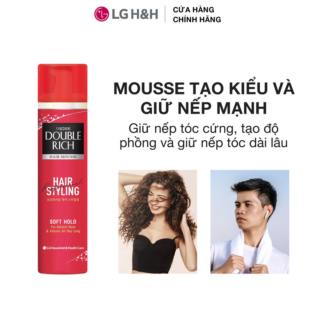 Mousse Tạo Kiểu Tóc, Bảo Vệ Tóc Double Rich HAIR MOUSSE 150ml