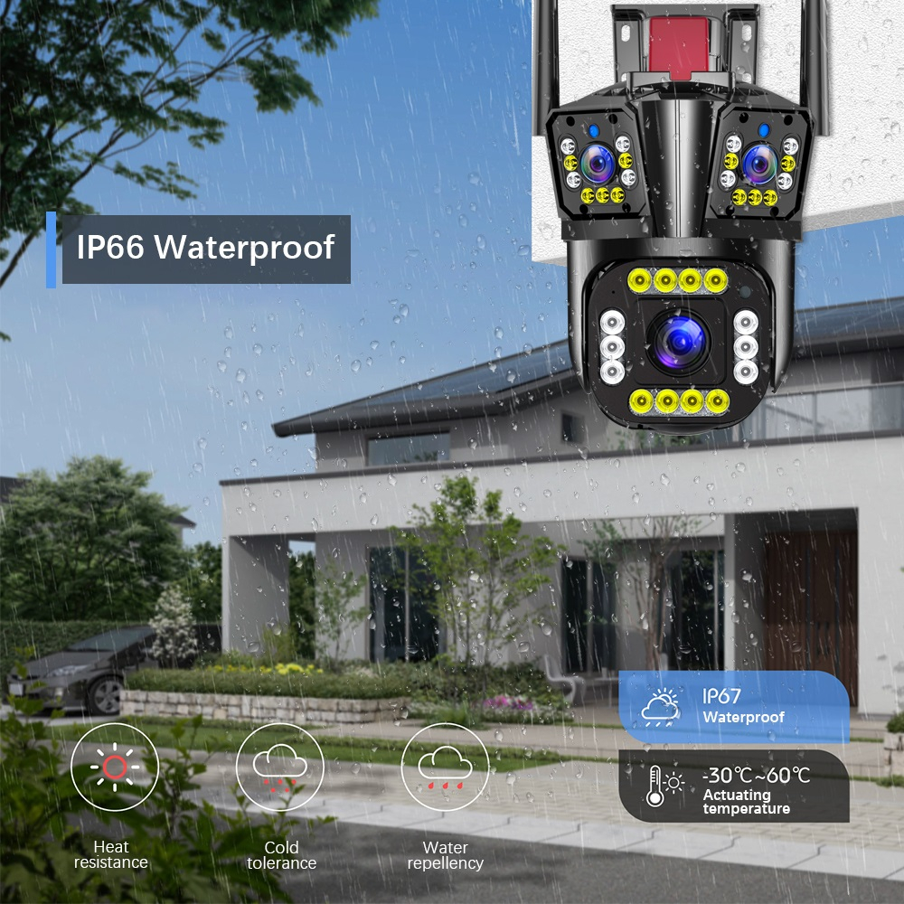 Camera Wifi ngoài trời Siêu nét, Góc rộng - Camera PTZ Xoay 350°, Nhìn đêm có màu, phát hiện chuyển động thông minh