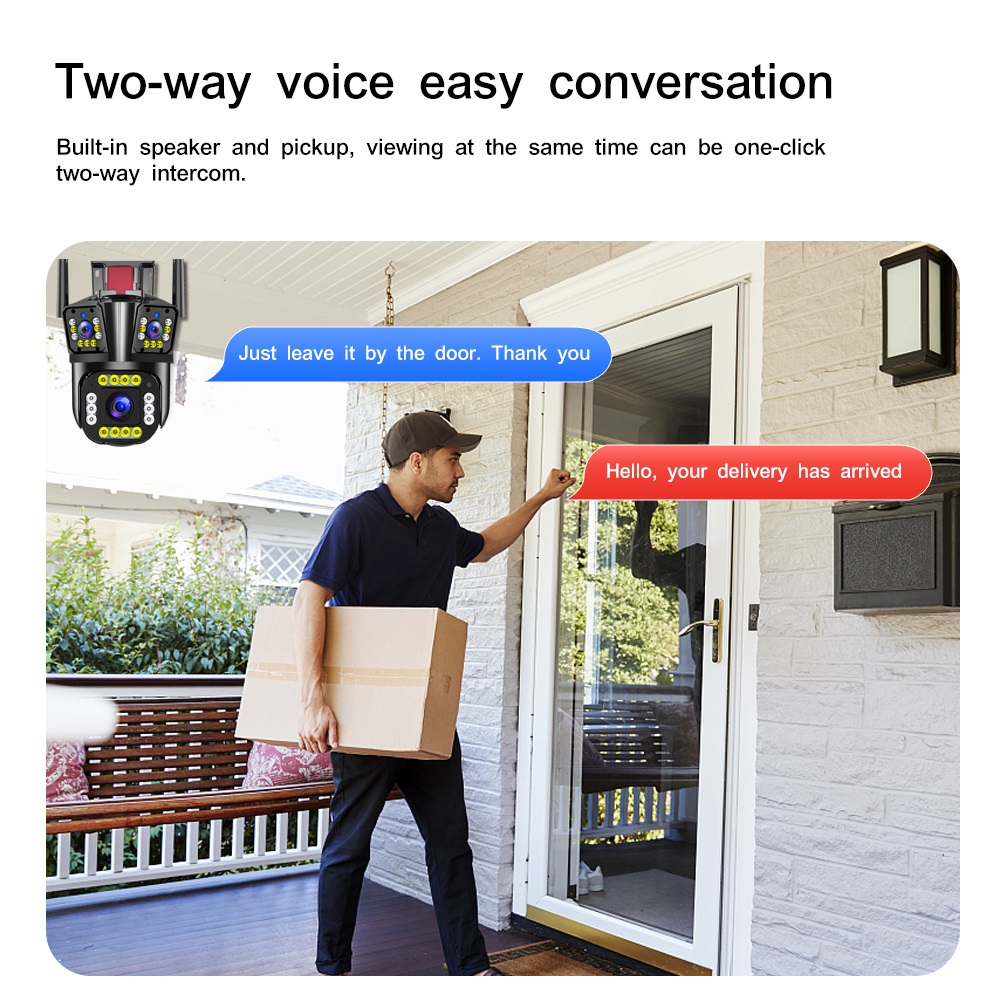Camera Wifi ngoài trời Siêu nét, Góc rộng - Camera PTZ Xoay 350°, Nhìn đêm có màu, phát hiện chuyển động thông minh