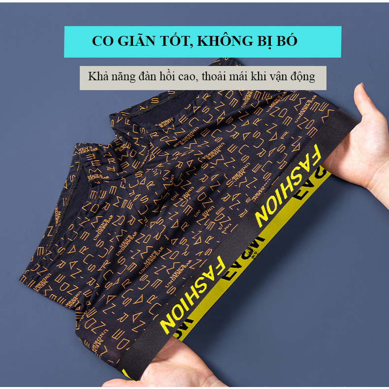Hộp 4 Quần Sịp Đùi Nam Màu Nâu Vải Kháng Khuẩn
