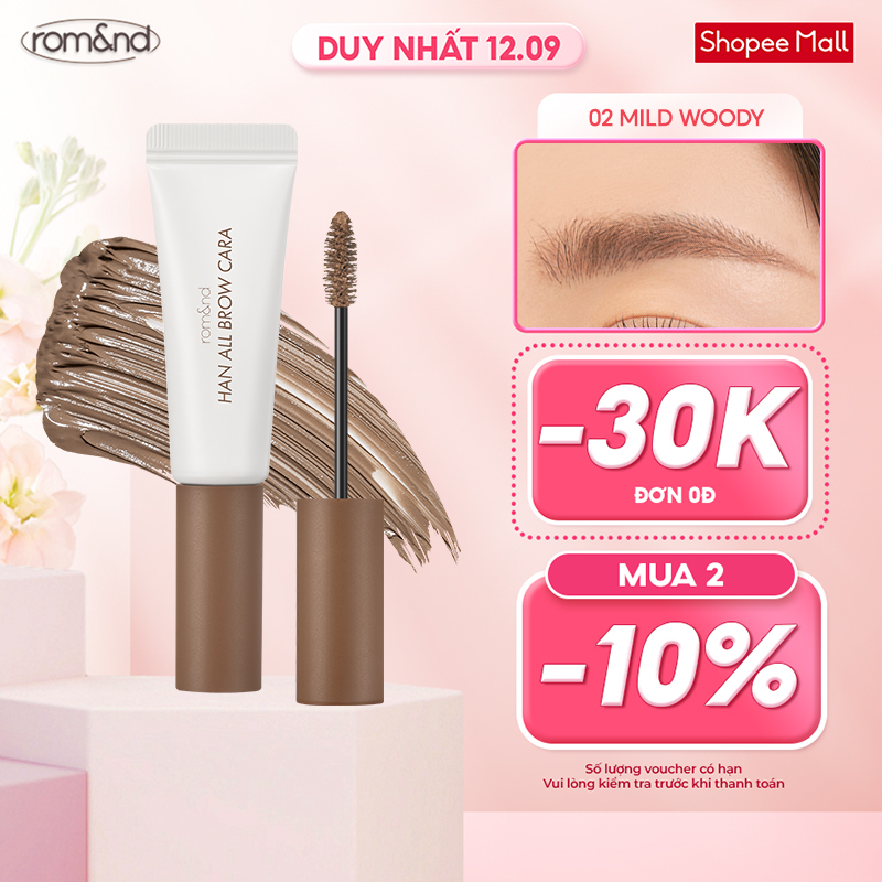 Mascara Chân Mày Siêu Tự Nhiên, Bền Màu, Lâu Trôi Romand Han All Brow Cara