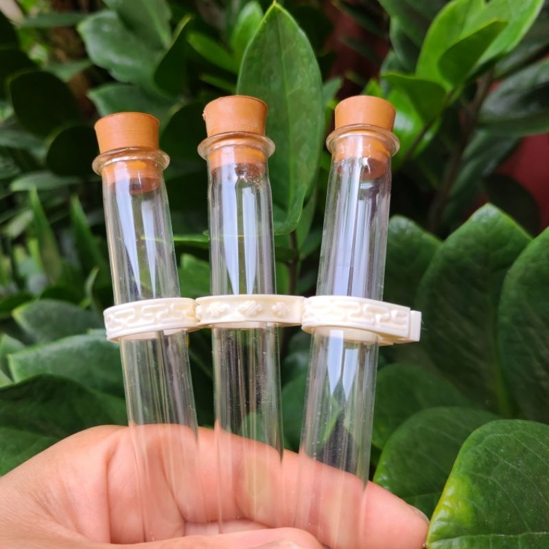 Combo nhẫn xương đục và ống nước thủy tinh Tàu dành cho lồng Khuyên (nan 1.25)