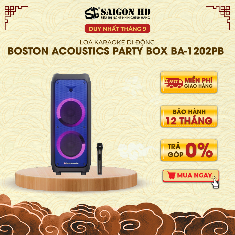 Loa karaoke di động BOSTON ACOUSTICS Party Box BA-1202PB - Hàng chính hãng, giá tốt, bảo hành 12 tháng