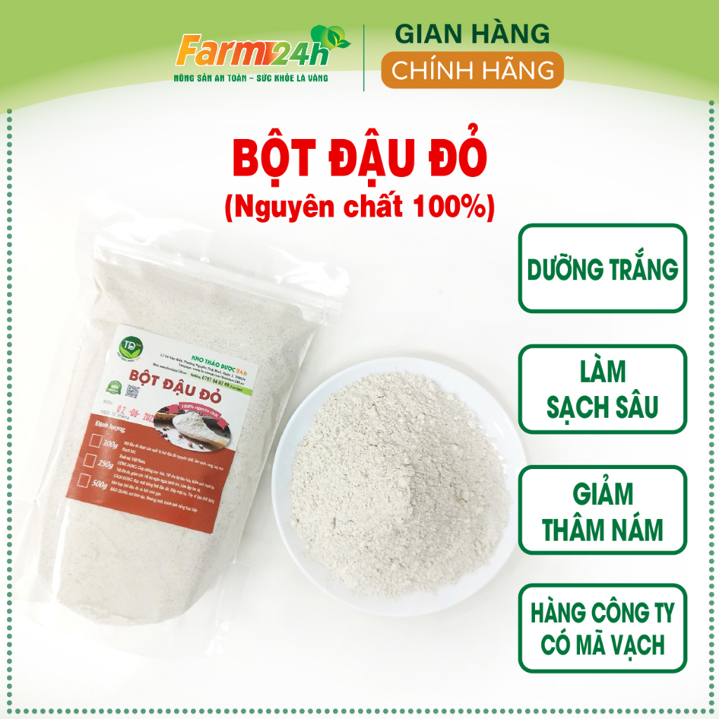 Bột Đậu Đỏ Nguyên Chất dùng đắp mặt nạ ngăn ngừa mụn, dưỡng da trắng mịn 250gr/500gr