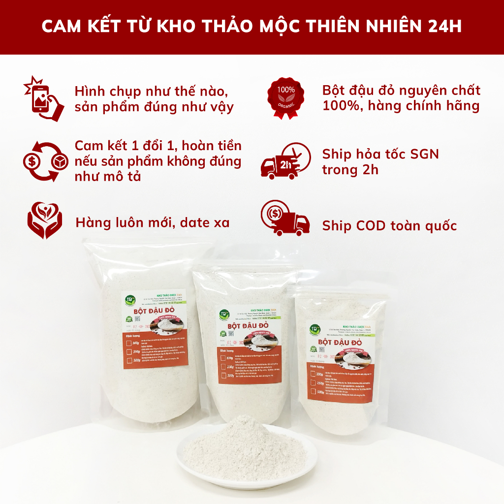 Bột Đậu Đỏ Nguyên Chất dùng đắp mặt nạ ngăn ngừa mụn, dưỡng da trắng mịn 250gr/500gr