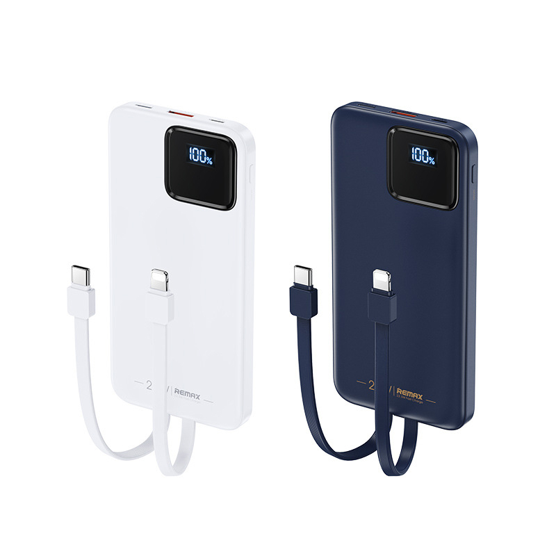 Pin dự phòng sạc nhanh Remax RPP-500 Suji Series 10000mAh tích hợp 2 cáp sạc - hỗ trợ QC 22.5W và PD 20W