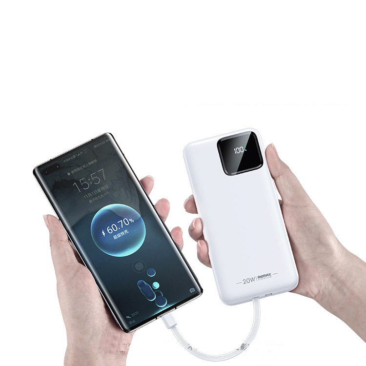 Pin dự phòng sạc nhanh Remax RPP-500 Suji Series 10000mAh tích hợp 2 cáp sạc - hỗ trợ QC 22.5W và PD 20W