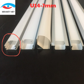 Thanh nhôm U định hình U14-7mm Ko gồm đèn Led, Dạng thanh nhôm U cao cấp. Dùng dây led dán, Led Thanh