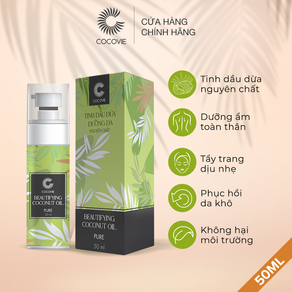 Dầu Dừa Dưỡng Da Nguyên Chất Cocovie giúp nuôi dưỡng và phục hồi làn da 50ML