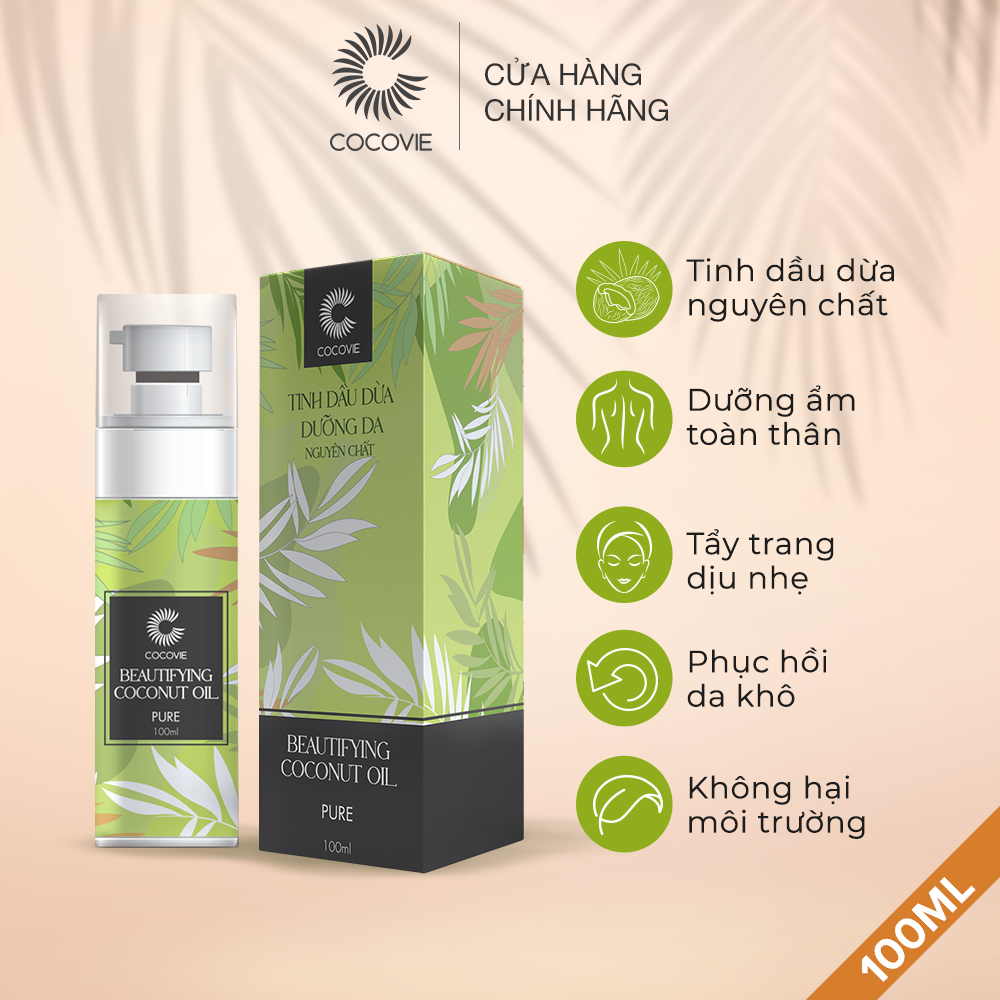 Dầu Dừa Dưỡng Da Nguyên Chất Cocovie giúp nuôi dưỡng và phục hồi làn da 100ML