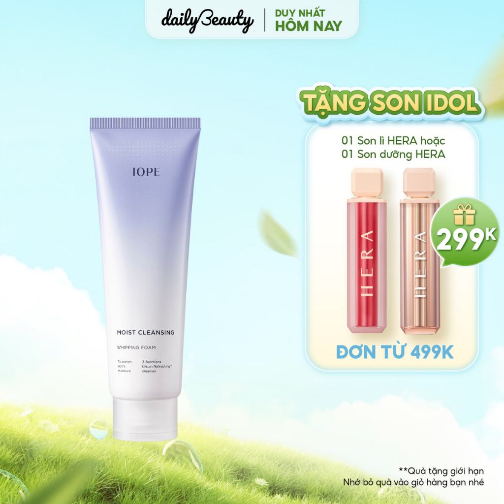 Sữa rửa mặt dưỡng ẩm IOPE Moist Cleansing Whipping Foam 180ml Daily Beauty Official