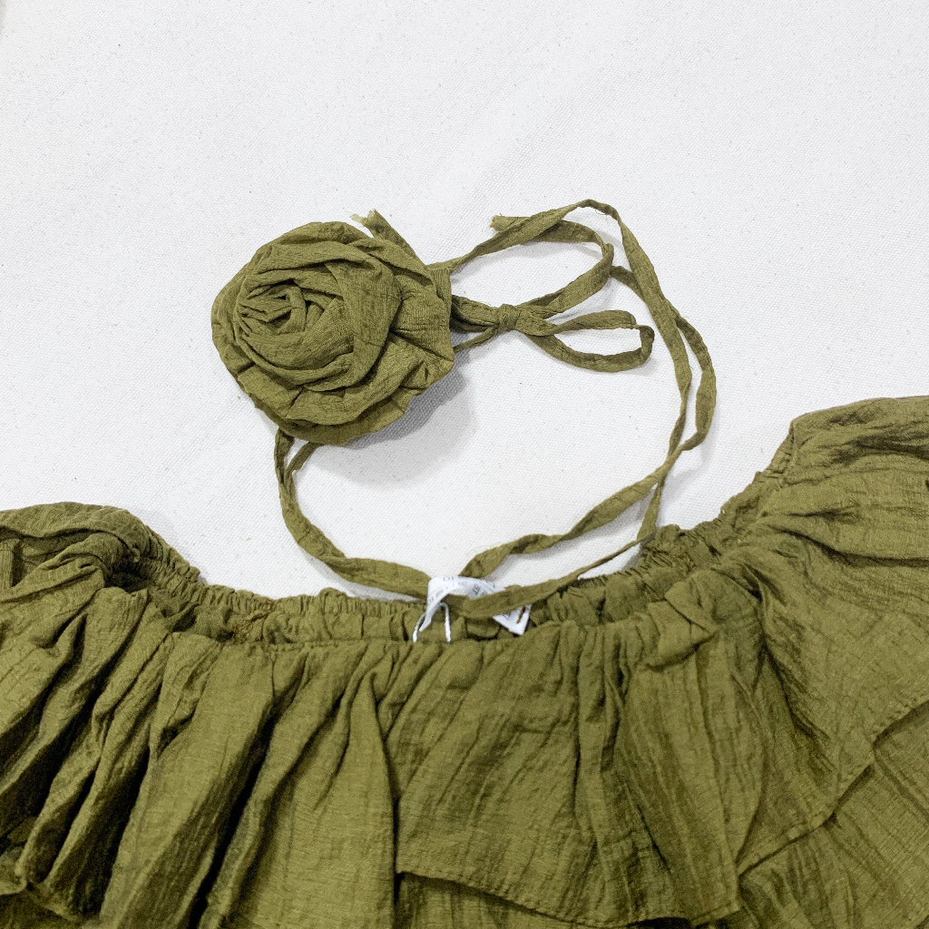 Áo Sơ Mi Voan Trễ Vai Chun Thun Tay Búp Phối Choker Hoa Siêu Gợi Cảm Ulzzang Hồng Nhi Store