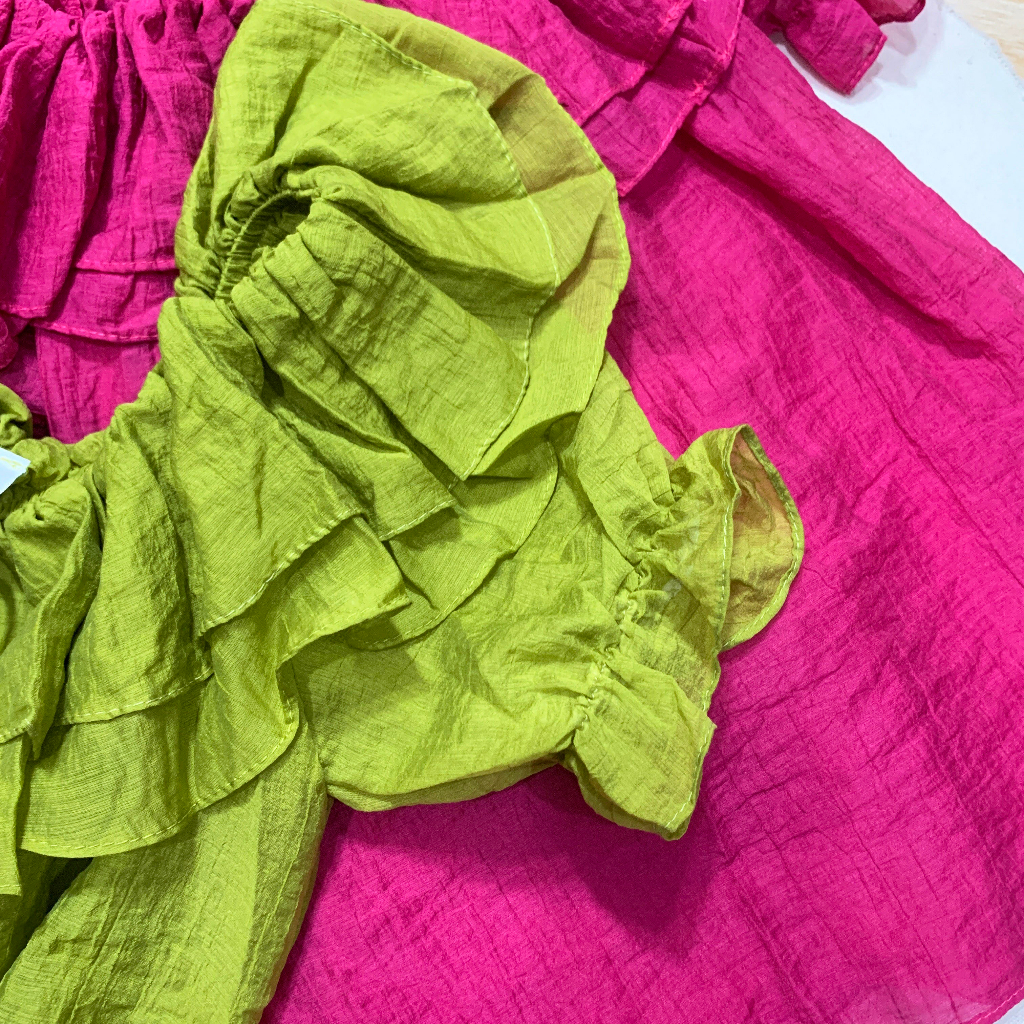 Áo Sơ Mi Voan Trễ Vai Chun Thun Tay Búp Phối Choker Hoa Siêu Gợi Cảm Ulzzang Hồng Nhi Store