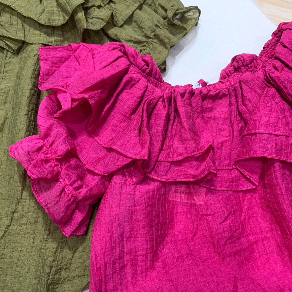 Áo Sơ Mi Voan Trễ Vai Chun Thun Tay Búp Phối Choker Hoa Siêu Gợi Cảm Ulzzang Hồng Nhi Store