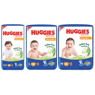 Tã bỉm huggies quần cực đại size m76/l68/xl60/xxl54 tràm trà tự nhiên, tặng thêm miếng