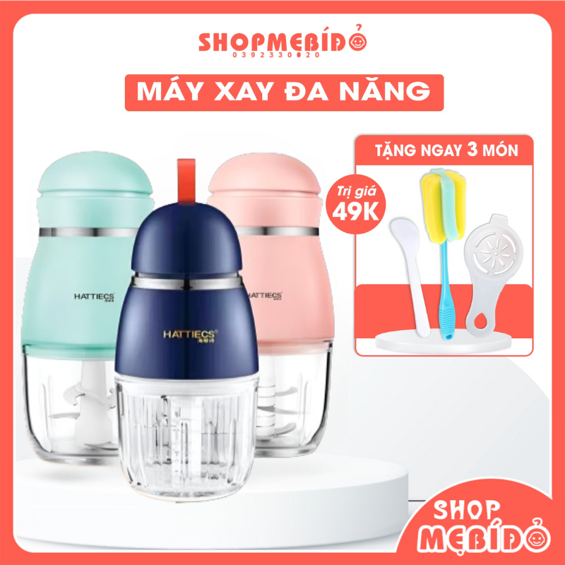 Máy xay ăn dặm Hattiecs 8 lưỡi dao dung tích 0,3L cho bé ăn dặm, đồ dùng cho bé ăn dặm Shop Mẹ Bí Đỏ
